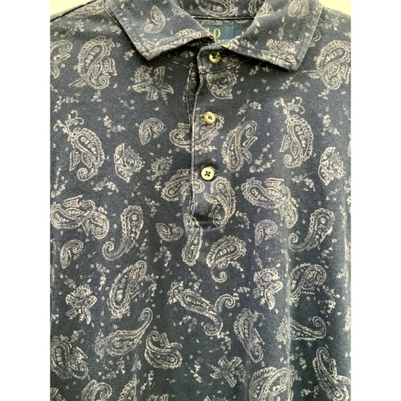 Men's Paisley Navy/Grey Polo By Polo Ralph Lauren Size M - Picture 4 of 7